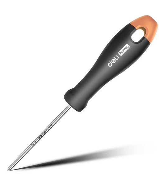 Крестовая отвертка 'Home Series Gray' Deli HT1203C PH0x75мм Эксклюзивный дизайн, рукоятка из высококачественного софттач пластика