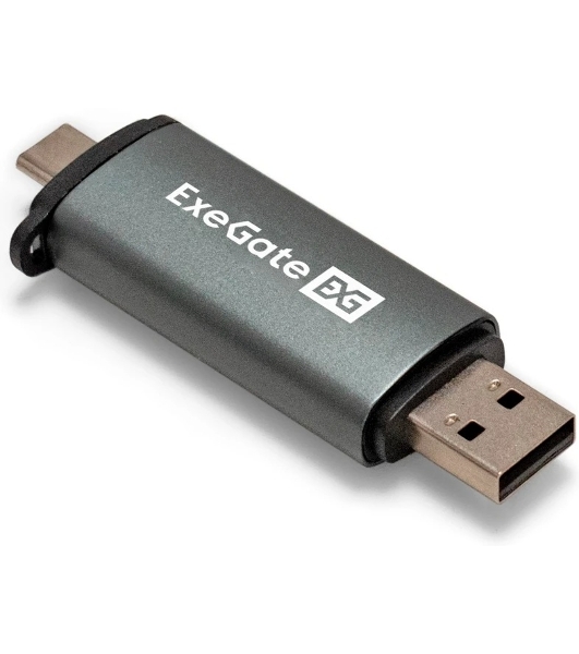 Кард-ридер ExeGate CR-201CA/серый/SDXC/SDHC/SD/microSDXC/microSDHC/microSD/USB Type-A/Type-C/алюминий
