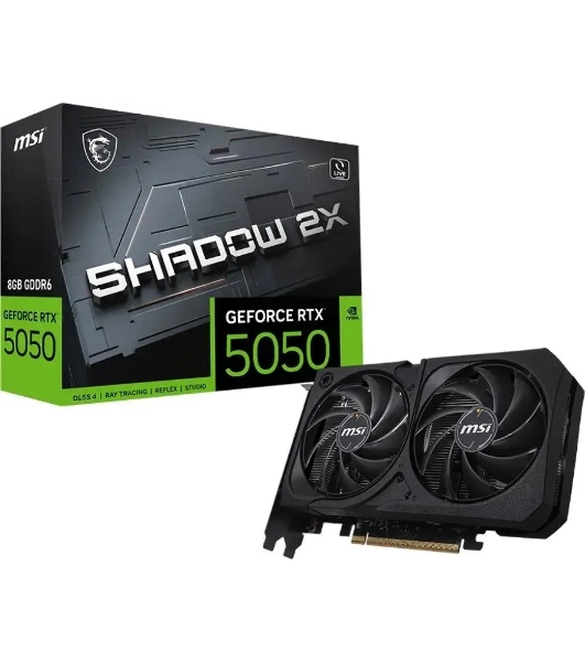 Видеокарта MSI GeForce RTX 5050 8G SHADOW 2X, NVIDIA RTX 5050, 8 ГБ GDDR6, 128 бит, PCI-e 5.0, 1xHDMI, 3xDP, 2587 МГц