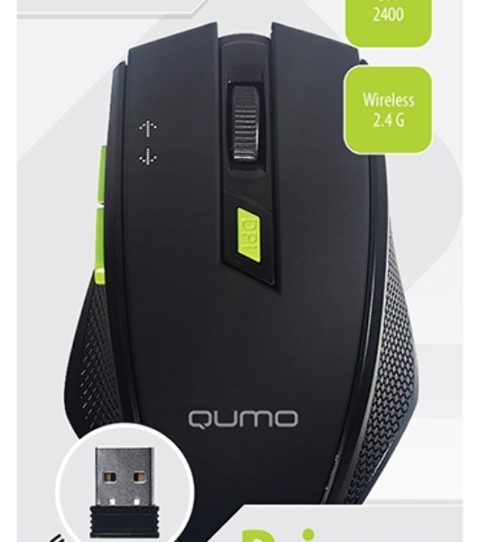 Мышь беспроводная Qumo Office Prisma Black M85 черный, 2400 dpi, радиоканал, USB, кнопки - 7