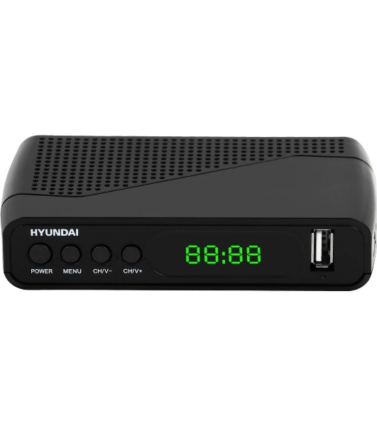 Приставка для цифрового ТВ Hyundai H-DVB500 черный, DVB-T2, DVB-T, DVB-C, HDMI, USB 2.0 х2