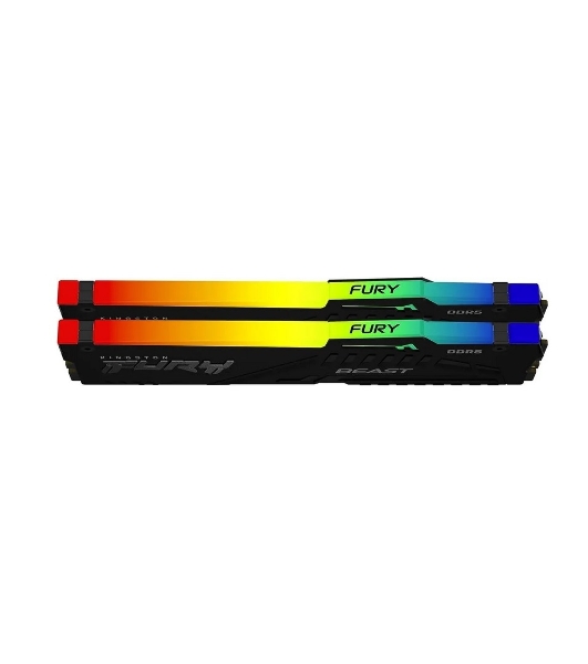 Оперативная память Kingston Fury Beast, DDR5, 64GB (2x32GB), 5600MHz, CL40, DIMM, с радиатором, RGB, черный