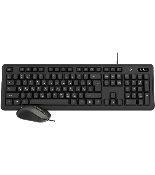 Комплект клавиатура+мышь Oklick S605 проводной, USB, 2400 DPI, чёрный