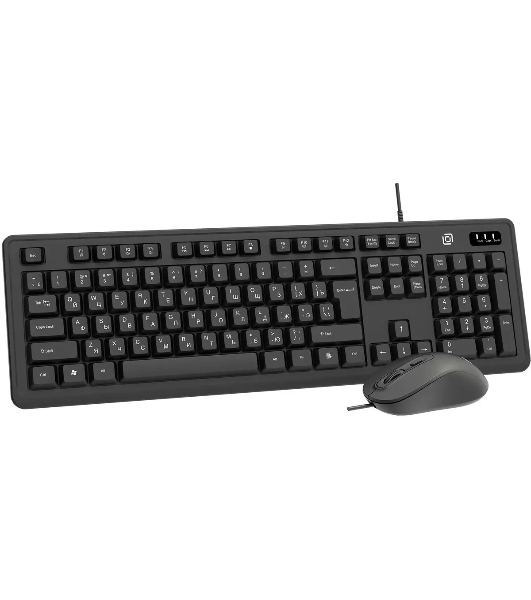 Комплект клавиатура+мышь Oklick S605 проводной, USB, 2400 DPI, чёрный