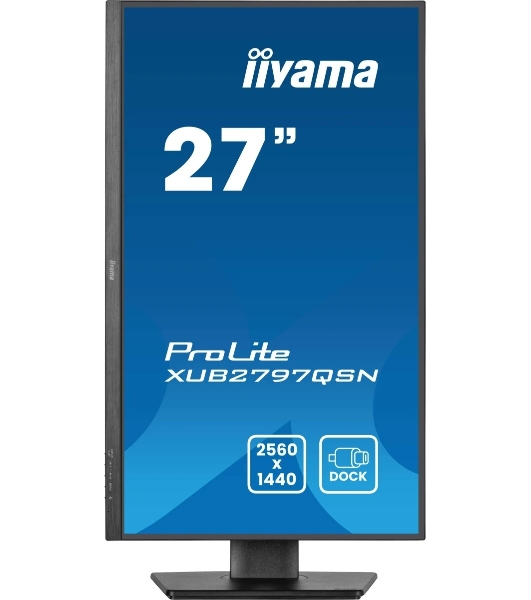 Монитор 27' Iiyama ProLite XUB2797QSN-B2 IPS 2560x1440, 100 Гц, 1 мс, 16:9, 300 кд/м², HDMI 2.0, DP 1.4, 3.5 Jack, USB-C (65 Вт), USB Hub (3x USB 3.0), Ethernet, динамики (2x2 Вт), Adaptive-Sync, черный