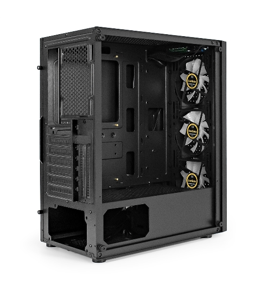 Компьютерный корпус Miditower ExeGate EVO-8227-NPX600 (ATX, БП 600NPX с вент. 12см, 2*USB+1*USB 3.0+HD Audio, черный, 3 вент. RGb, закаленное стекло)