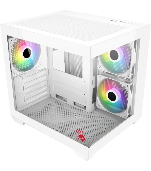 Компьютерный корпус Bloody CC-121 белый без БП mATX 7x120мм 1xUSB2.0 1xUSB3.0 audio