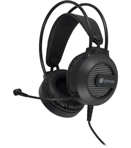 Гарнитура Oklick HS-L300G чёрный, проводная, 3.5 мм, подсветка