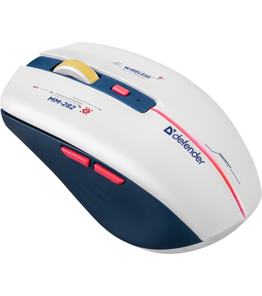 Мышь беспроводная Defender Dila MM-282 белый/синий, 1800 dpi, радиоканал, USB, кнопки - 6