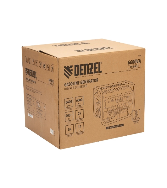 Электрогенератор бензиновый Denzel PS 80 E-3, 6.5 кВт, 85 дБ, 87 кг