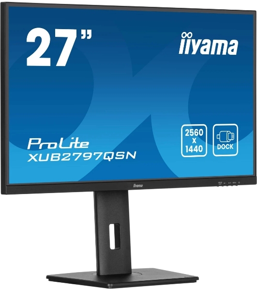 Монитор 27' Iiyama ProLite XUB2797QSN-B2 IPS 2560x1440, 100 Гц, 1 мс, 16:9, 300 кд/м², HDMI 2.0, DP 1.4, 3.5 Jack, USB-C (65 Вт), USB Hub (3x USB 3.0), Ethernet, динамики (2x2 Вт), Adaptive-Sync, черный