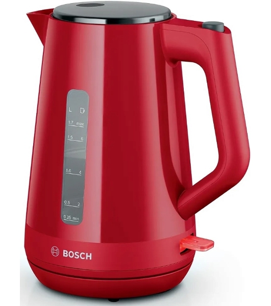 Электрочайник Bosch TWK1M124 красный, 1.7 л, 2400 Вт, скрытый нагревательный элемент