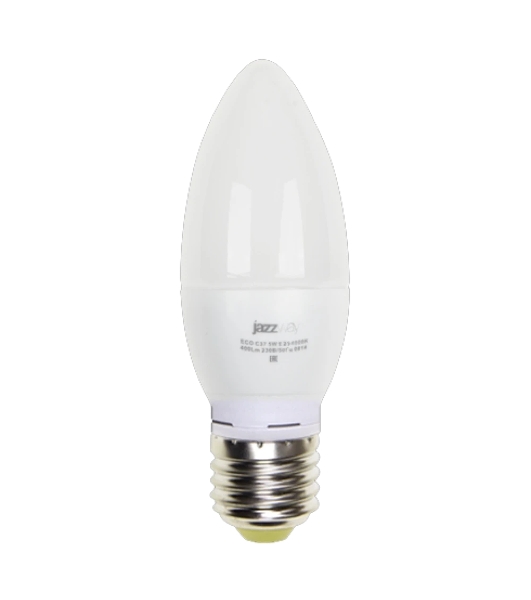 Лампа светодиодная JazzWay PLED-ECO-C37 5Вт свеча 4000К белый E27 400лм 230В