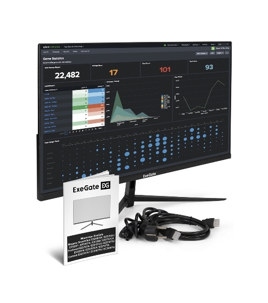 Монитор 27' ExeGate EP2707TA IPS 1920x1080, 75 Гц, 5 мс, 16:9, 250 кд/м², 1xHDMI, 1xDP, 1x3.5 мм, черный