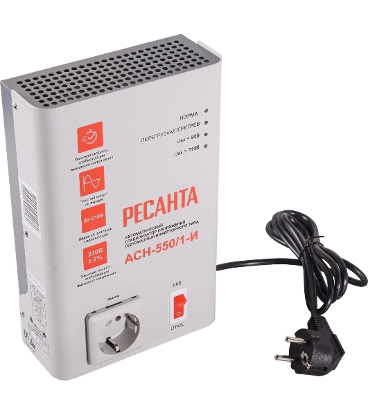 Стабилизатор напряжения Ресанта АСН-550/1-И 0.5кВА однофазный белый (63/6/75)