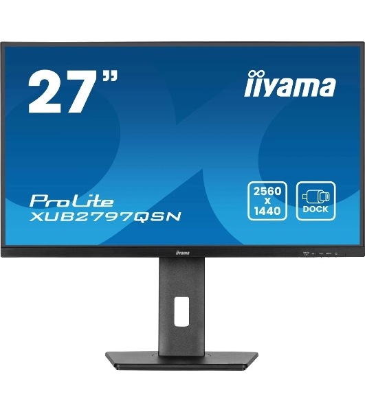 Монитор 27' Iiyama ProLite XUB2797QSN-B2 IPS 2560x1440, 100 Гц, 1 мс, 16:9, 300 кд/м², HDMI 2.0, DP 1.4, 3.5 Jack, USB-C (65 Вт), USB Hub (3x USB 3.0), Ethernet, динамики (2x2 Вт), Adaptive-Sync, черный