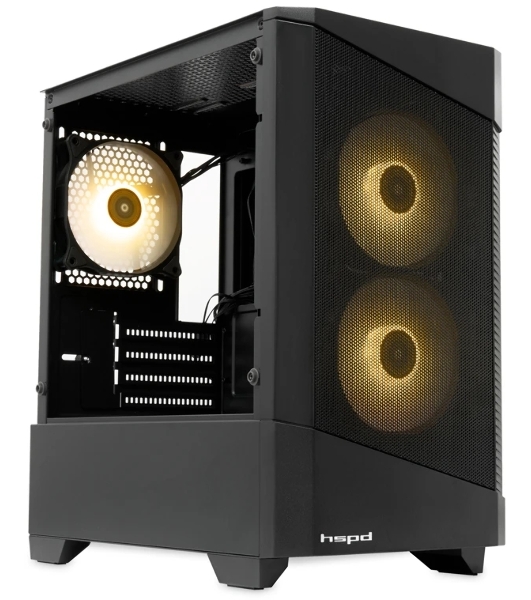 Компьютерный корпус HSPD M330, Mesh Mini-tower, черный, TG, 0.6 SPCC, 3x120mm ARGB mATX, mITX 175/330/160mm 2x2.5', 2x3.5', 4xPCI 1xUSB-A 3.0, 2xUSB-A1.0 365x216x405mm
