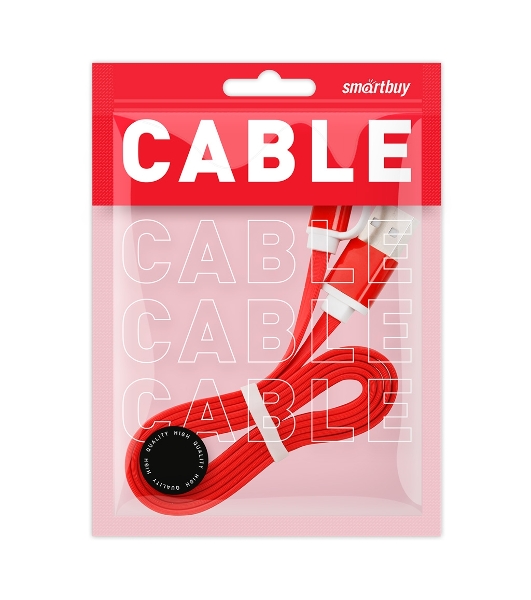 Дата-кабель Smartbuy USB - 2 в 1 Micro+8 pin, длина 1,2 м, красный (iK-212 red)/60