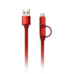 Дата-кабель Smartbuy USB - 2 в 1 Micro+8 pin, длина 1,2 м, красный (iK-212 red)/60, фото 1