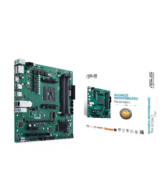 Материнская плата ASUS PRO B550M-C/CSM, AM4, AMD B550, 4xDDR4, 4xSATA, 2xM.2, 1xPCIe 4.0 x16, 1xPCIe 4.0 x4, 1xHDMI, 2xDP, 1x1Gb LAN, 1xUSB-C 10Gbps, 1xUSB-A 10Gbps, 2xUSB-A 5Gbps, 2xUSB-A 2.0, 3x3.5 мм, 7.1, mATX