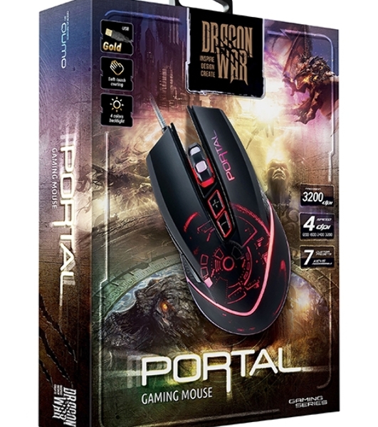Мышь проводная Qumo Portal M39 черный, 3200 dpi, USB, кнопки - 6