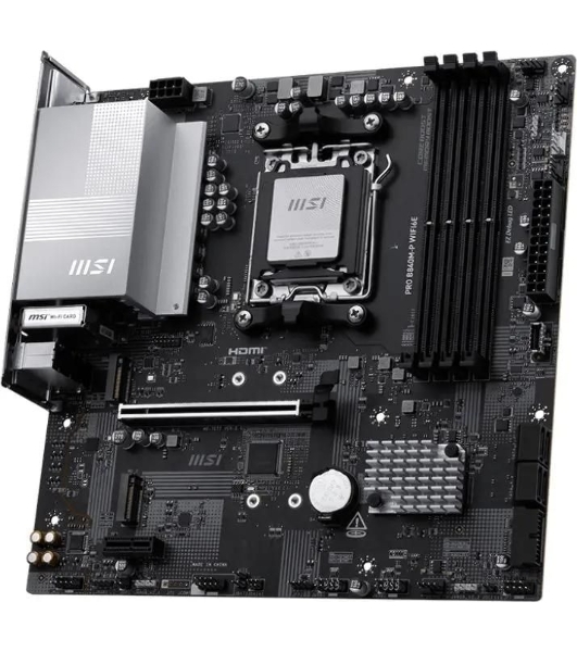 Материнская плата MSI PRO B840M-P WIFI6E, AM5, AMD B840, 4xDDR5, 4xSATA, 2xM.2, 1xPCIe 4.0 x16, 1xPCIe 3.0 x1, 1xHDMI, 1x2.5Gb LAN, Wi-Fi 6E, Bluetooth 5.3, 1xUSB-C 10Gbps, 1xUSB-A 10Gbps, 2xUSB-A 5Gbps, 4xUSB-A 2.0, 3x3.5 мм, 7.1, mATX