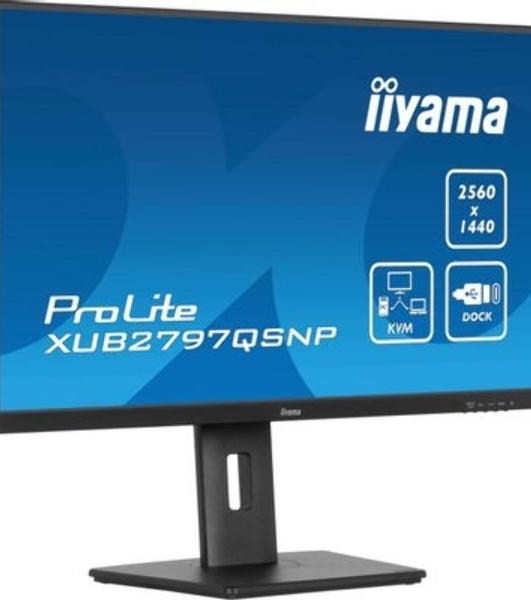 Монитор 27' Iiyama ProLite XUB2797QSNP-B1 IPS QHD, 100 Гц, 1 мс (MPRT), 16:9, 300 кд/м², HDMI 2.0, DP 1.4, USB-C (96 Вт PD), встроенные динамики (2x2 Вт), KVM-модуль, поворотная подставка, черный