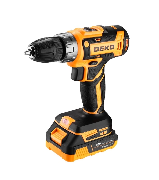 Дрель-шуруповерт Deko GCD20DU PRO, 20 В, 2 Ач, 42 Нм, щеточный