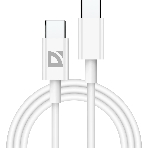 Кабель Defender USB F182 TypeC-TypeC 1м, 30 Вт, PD,TPE,белый, фото 1