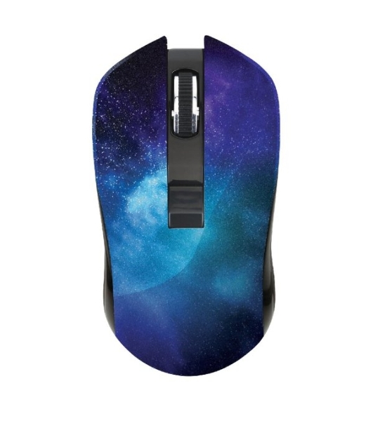 Мышь беспроводная Qumo Office M27 Universe синий, 1600 dpi, радиоканал, USB, кнопки - 4