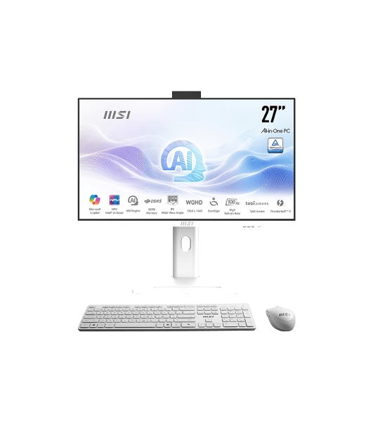 Моноблок MSI Modern AM273QP AI 1UM-094XRU 27' WQHD Core Ultra 7 155H (1.4) 32Gb SSD1Tb Graphics CR без ОС 2.5xGbitEth WiFi BT 150W клавиатура мышь Cam белый 2560x1440 (9S6-AF0112-293)