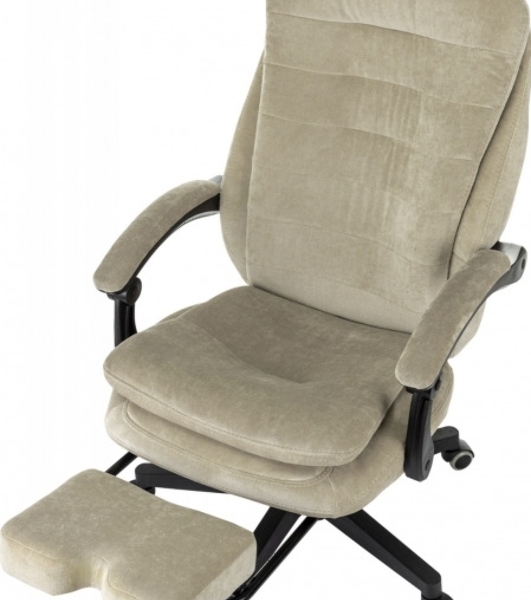 Кресло руководителя Бюрократ T-9950MSG-F Fabric песочный Light-21, крестов. пластик, подст. для ног