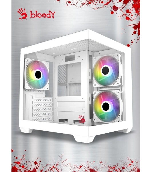 Компьютерный корпус Bloody CC-121 белый без БП mATX 7x120мм 1xUSB2.0 1xUSB3.0 audio