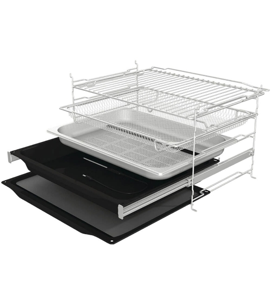 Встраиваемая электрическая духовка Gorenje BFS6148B, объем 77 л, макс. температура 230 градусов, сенсорное/поворотное управление, Wi-Fi, пар (FullSteam), сувид, AirFry, автоматические программы, телескопические направляющие на одном уровне, термощуп, динамическая система охлаждения, многоуровневое приготовление, PerfectGrill, энергоэффективность А+, черный
