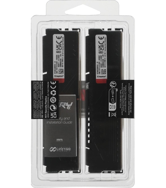Оперативная память Kingston Fury Beast, DDR5, 32GB (2x16GB), 5600MHz, CL36, DIMM, с радиаторами, черный