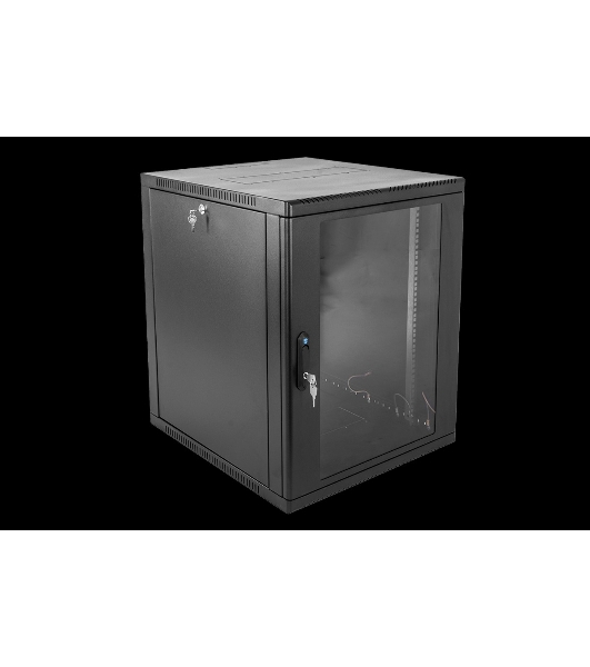 Шкаф коммутационный ЦМО ШРН-15.650-9005 настенный 15U 600x658мм пер.дв.стекл 200кг черный 600мм 180град.