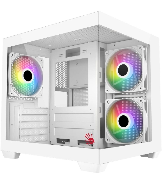 Компьютерный корпус Bloody CC-121 белый без БП mATX 7x120мм 1xUSB2.0 1xUSB3.0 audio