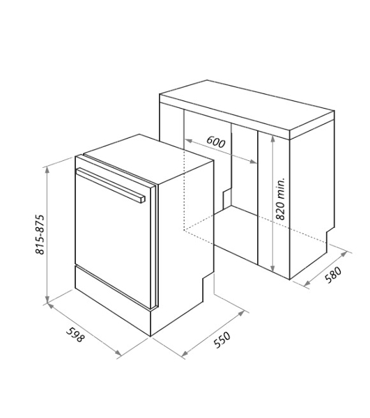 Встраиваемая посудомоечная машина HOMSair DW64E, серебристый, 59.8 см, 12 компл., 49 дБ, класс A++