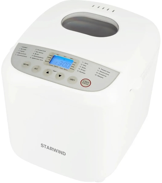 Хлебопечка Starwind SBM2085 белый/серебристый, 600 Вт, 1.0 кг, 19 программ