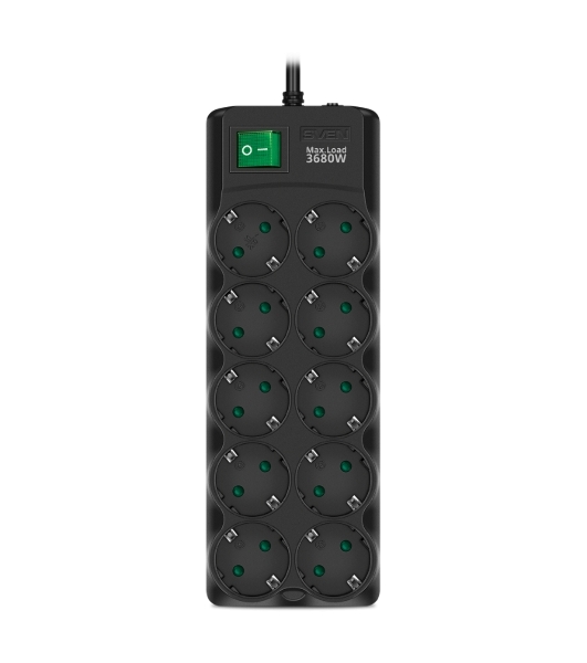 Сетевой фильтр SVEN SF-10E-16 5,0 м (10 розеток) черный