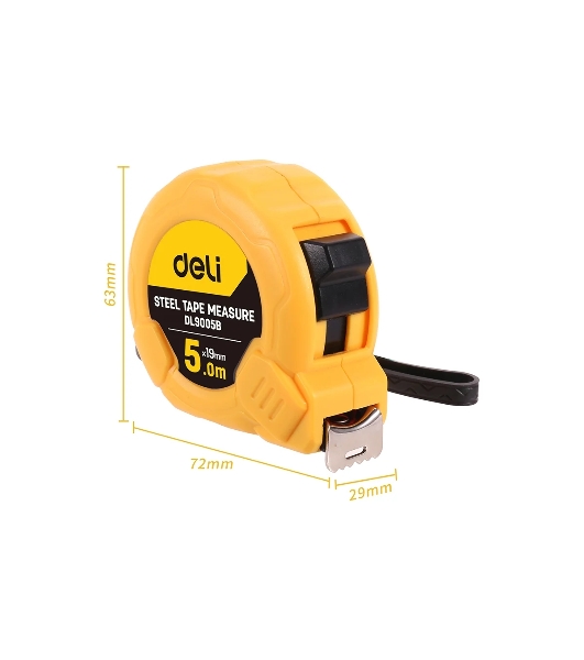 Рулетка Deli DL9005B 5мx19мм Метрическая. Корпус ударопрочный.