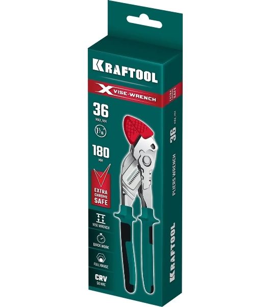 Клещи KRAFTOOL VISE-WRENCH X, 180 мм, клещи переставные-гаечный ключ