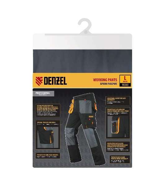 Брюки профессиональные рабочие Denzel 65% полиэстер 35% хлопок, L