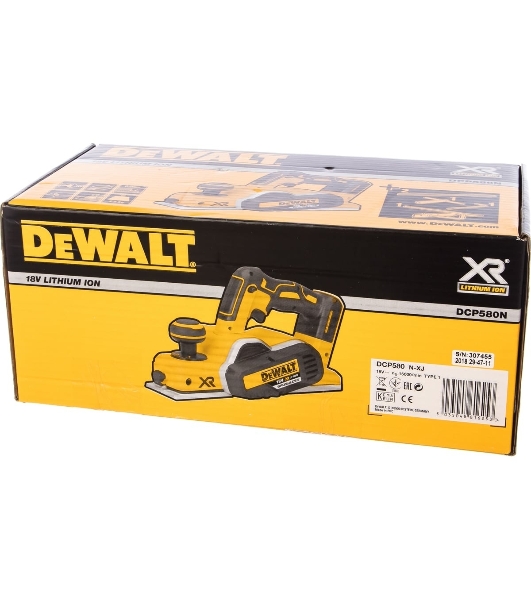 Аккумуляторный бесщеточный рубанок XR DeWalt DCP580N-XJ черный/желтый