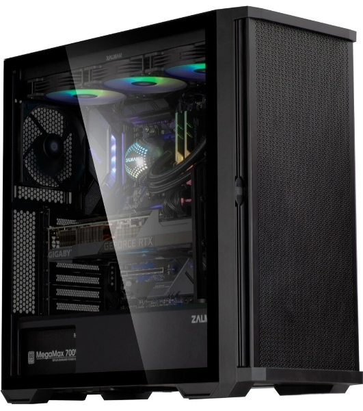 Компьютерный корпус ZALMAN Z10, ATX, черный, WINDOW, 2x3.5', 2x2.5', 2xUSB 3.0, 1xUSB 3.1 Type-C, FRONT 3x140мм, REAR 1x120мм