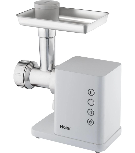 Мясорубка электрическая Haier HG-700 белый, 1900 Вт, 3.0 кг/мин, реверс, защита от перегрузки, металлический лоток, насадки - 5
