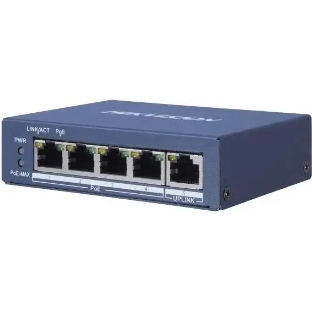Коммутатор Hikvision DS-3E0505P-E, 4×1 Гбит/с PoE+ + 1×1 Гбит/с, неуправляемый