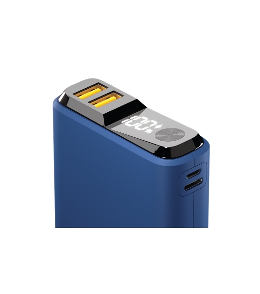 Портативный аккумулятор OLMIO QS-10, 10000mAh, 22.5W, QuickCharge3.0/PowerDelivery, LCD, темно-синий