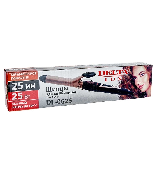 Щипцы для завивки волос DELTA LUX DL-0626 коричневый/черный, 25 мм, 180 °C, 1 режим