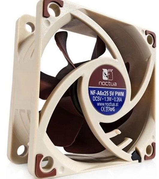 Вентилятор корпусной Noctua NF-A6x25 PWM, 60 мм, 550-3000 об/мин, 13.7-19.3 дБ, 4 pin PWM, без подсветки